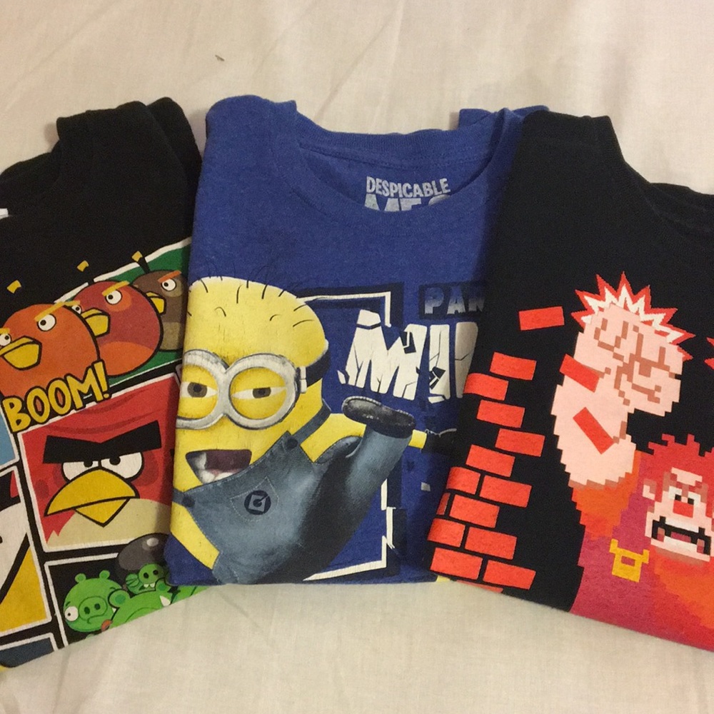 Wreck It Ralph, Minions, Angry Birds graphic tees